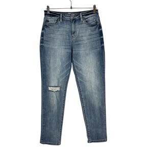 KanCan Women’s Jeans 7/27 (28x28) Distressed Knee Mom Skinny Stretch Denim